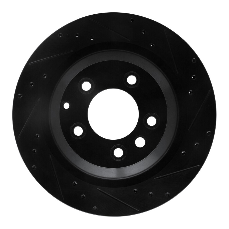 Porsche Cayenne Brake Rotor (1) - Rear Right - R1 Concepts - Drilled & Slotted - Black - `05-`18